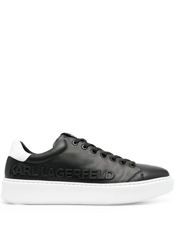 KARL LAGERFELD DEBOSSED LEATHER LACE-UP SNEAKERS