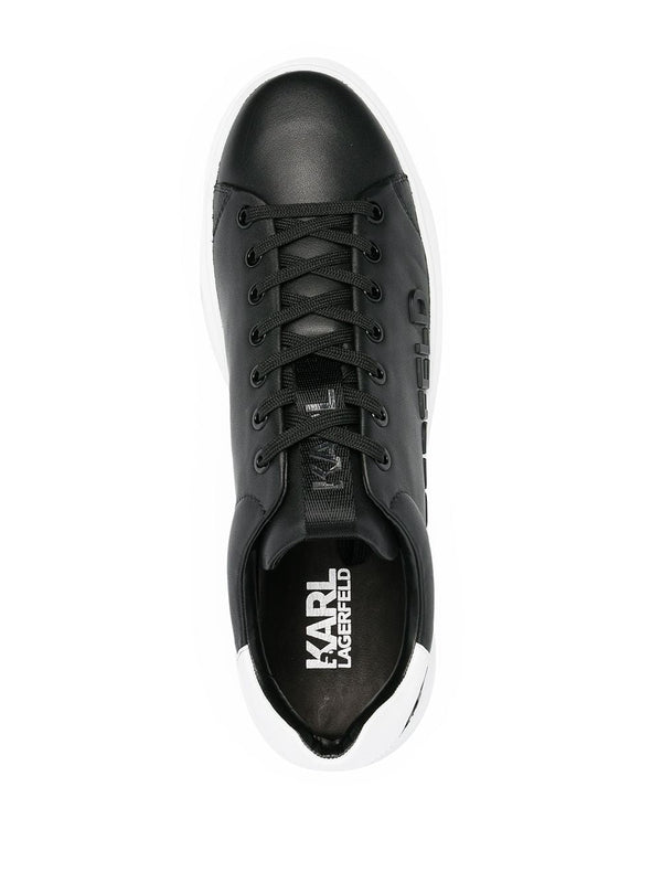 KARL LAGERFELD DEBOSSED LEATHER LACE-UP SNEAKERS