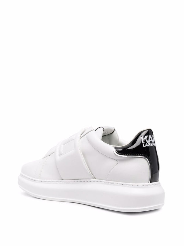 KARL LAGERFELD EMBOSSED-LOGO STRAP LEATHER SNEAKERS