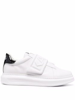 KARL LAGERFELD EMBOSSED-LOGO STRAP LEATHER SNEAKERS