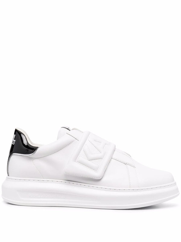 KARL LAGERFELD EMBOSSED-LOGO STRAP LEATHER SNEAKERS